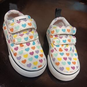 Size 4C Vans Colorful Heart Pattern Kids Shoes
